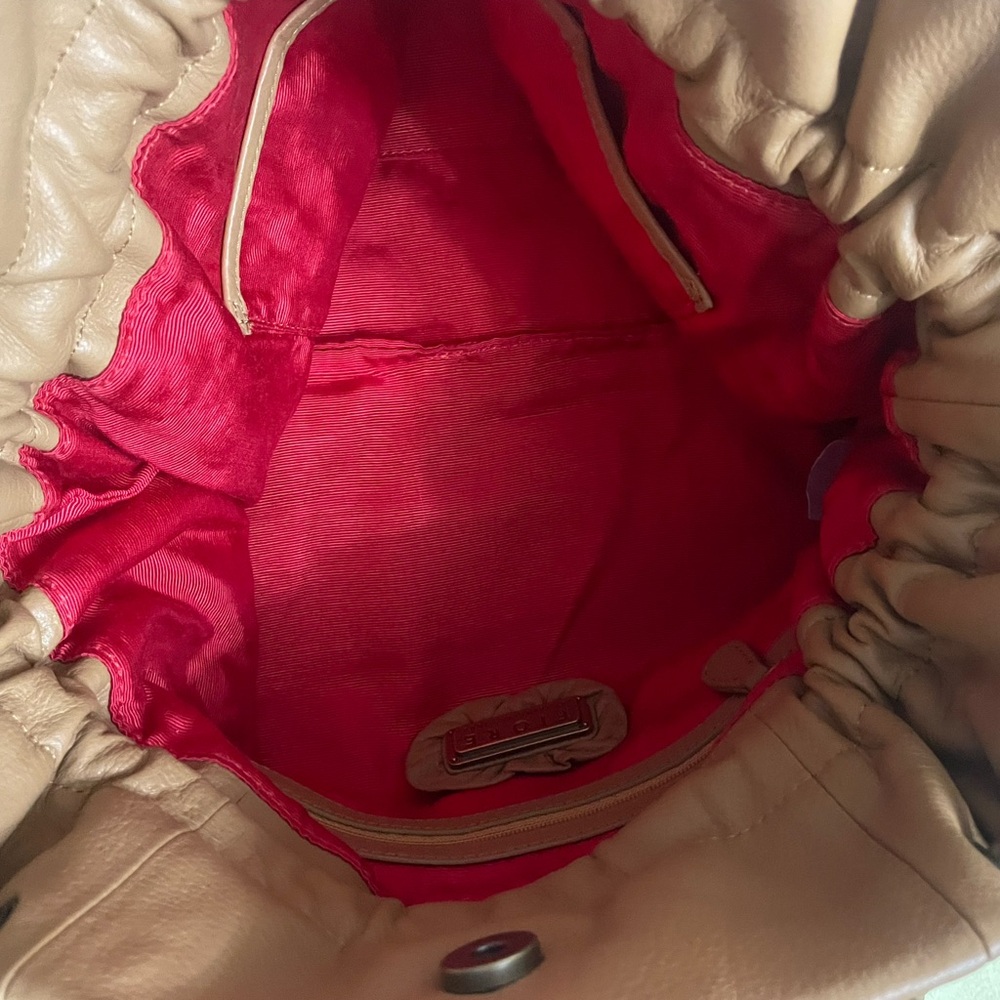 Isabella Fiore Camel Soft Pebbled Leather Hobo Bag - Picture 10 of 15